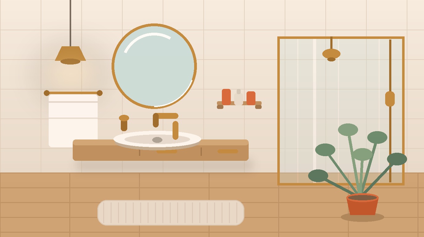Remodelled spa-style bathroom with walk-in shower and floating vanity
